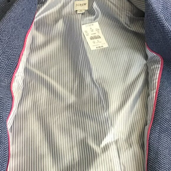 J Crew Factory Blazer Blue Herringbone Wool - Picture 8 of 13